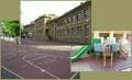 Vista exterior del CEIP Curros Enríquez con patio y zona de juegos