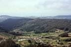 Vista aérea del valle y el pueblo desde el mirador de Monte Xalo