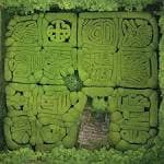 Jardín de boj con formas geométricas en el Pazo de San Lorenzo