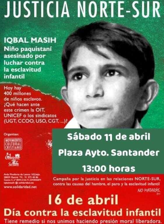 Lectura de un comunicado contra la esclavitud infantil