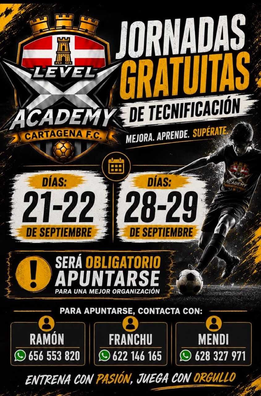 Jornadas gratuitas de tecnificación de fútbol Cartagena Level X Academy