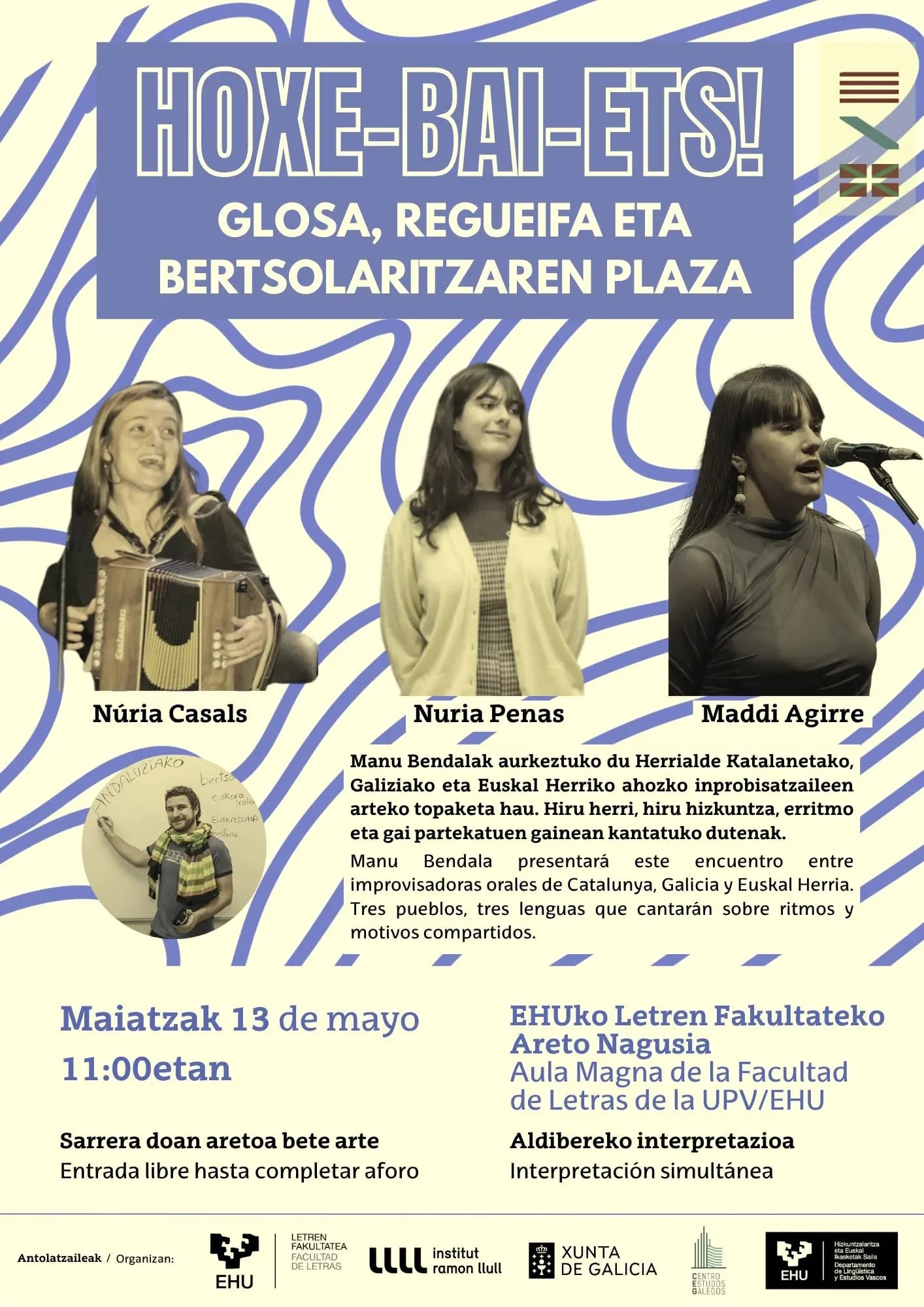 Hoxe-Bai-Ets: glosa, regueifa eta bertsolaritzaren plaza