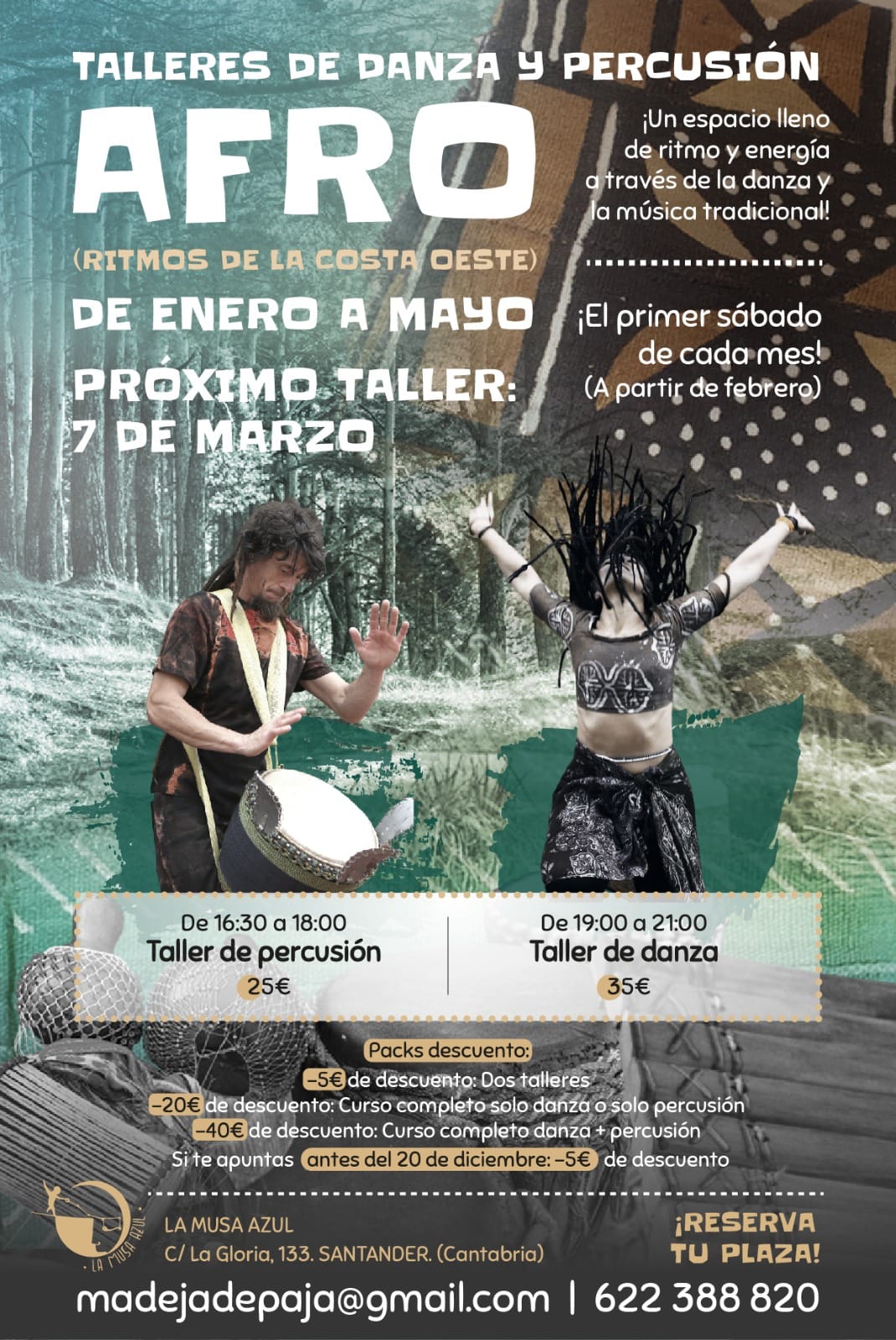 Talleres de danza y percusión africana
