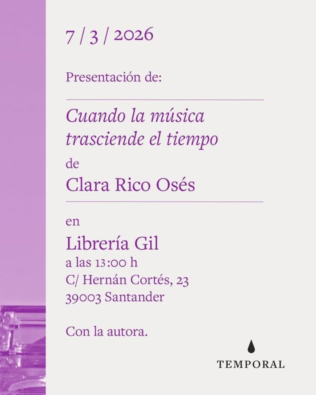 Clara Rico presenta el libro 'Cuando la música trasciende el tiempo'