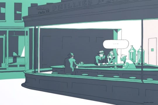 El inquietante y divertido universo de Hopper reinterpretado por Azpilikueta y donado por Olave