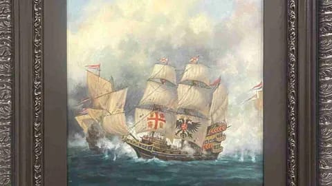 Exposición del cuadro La Naval de Manila de Augusto Ferrer-Dalmau