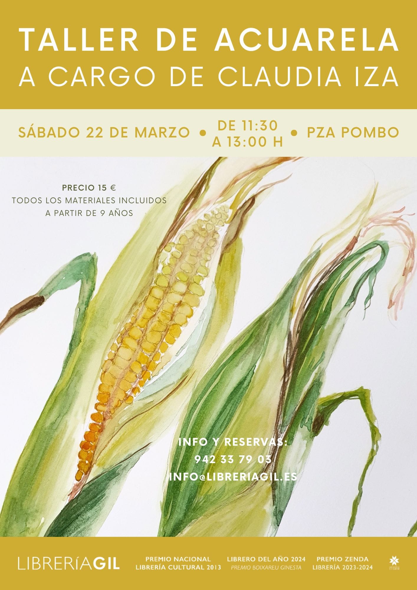 Taller de acuarela para adultos a cargo de Claudia Iza