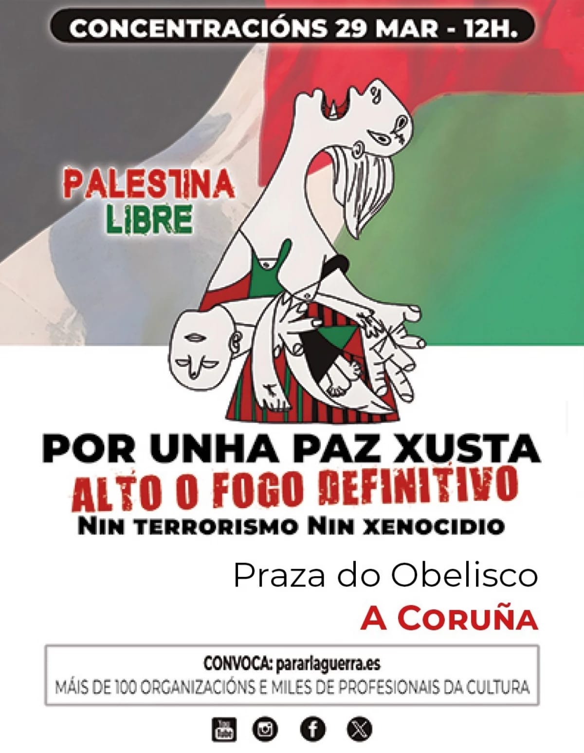 Jornada Estatal por el Alto al Fuego en Palestina en 85 ciudades