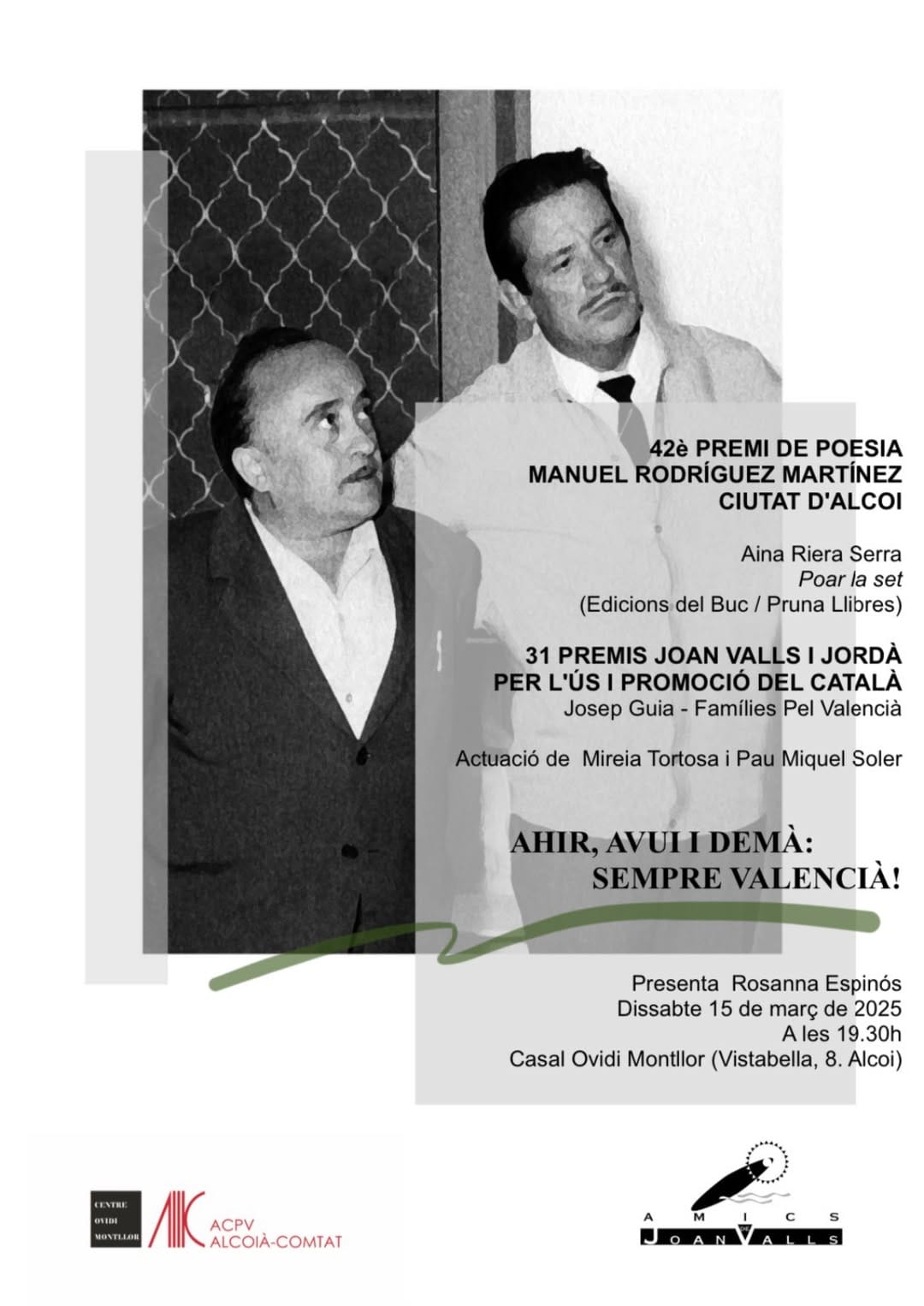 Premios de Poesía y Catalán: «Ahir, Avui i Demà: Sempre Valencià!»
