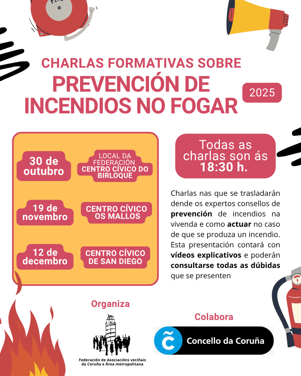Charlas formativas sobre prevención de incendios no fogar