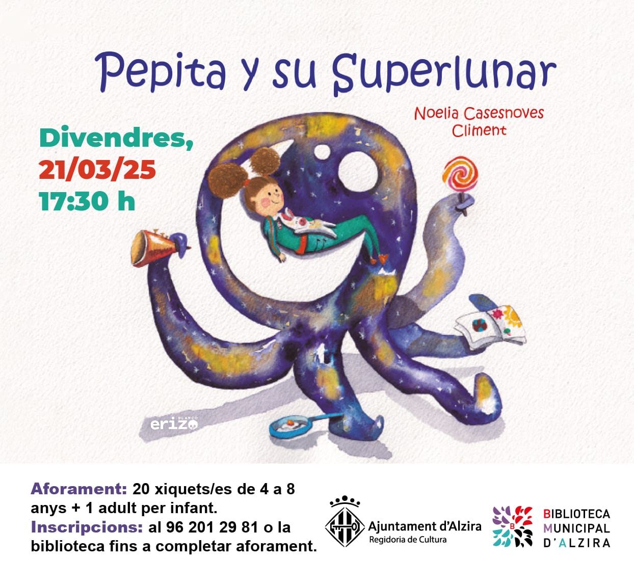 Contacontes i taller de foment lector “Pepita y su superlunar”