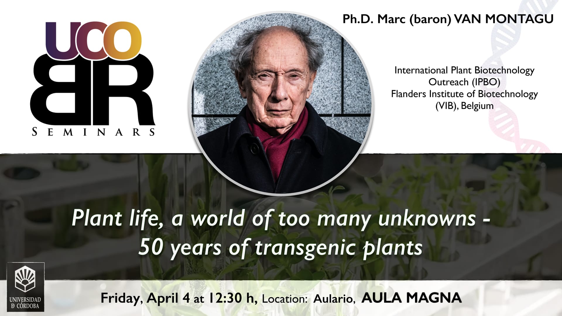 UCOBR Seminars: Dr. Marc (baron) VAN MONTAGU