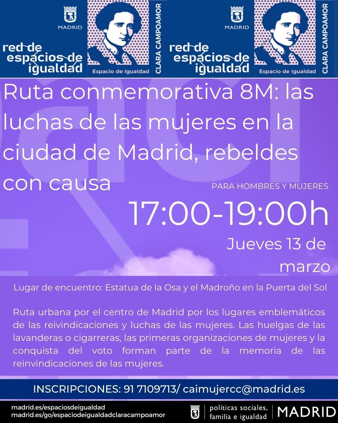 Ruta conmemorativa 8M: las luchas de las mujeres en la ciudad de Madrid, rebeldes con causa