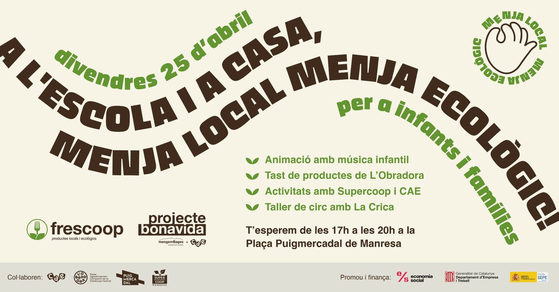 Jornada familiar: a l'escola i a casa, menja local menja ecològic!