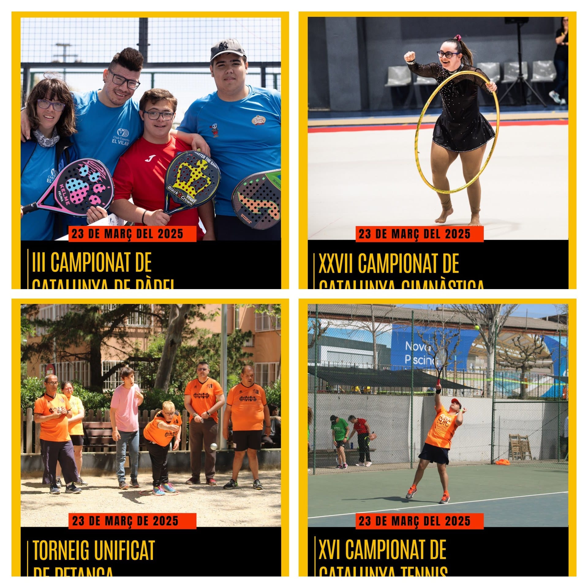 XXVII Campionat de Catalunya de Gimnàstica Artística i Rítmica, XVI de Tennis, III de Pàdel i II Torneig de Petanca Inclusiva