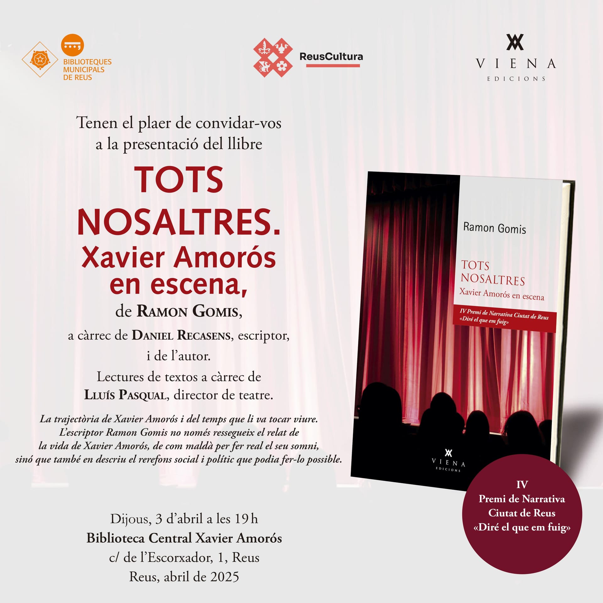 Presentación del libro ganador del premio de narrativa Ciutat de Reus