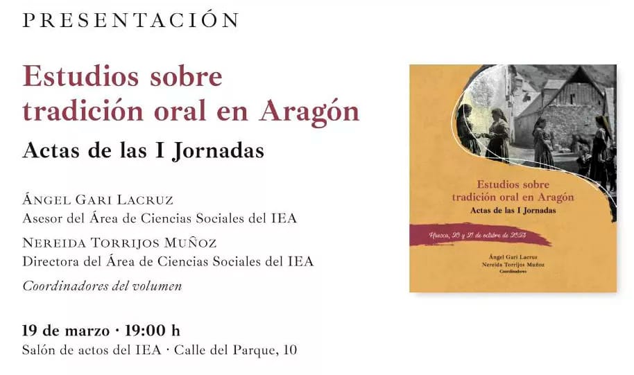 Presentación del volumen 'Estudios sobre tradición oral en Aragón'