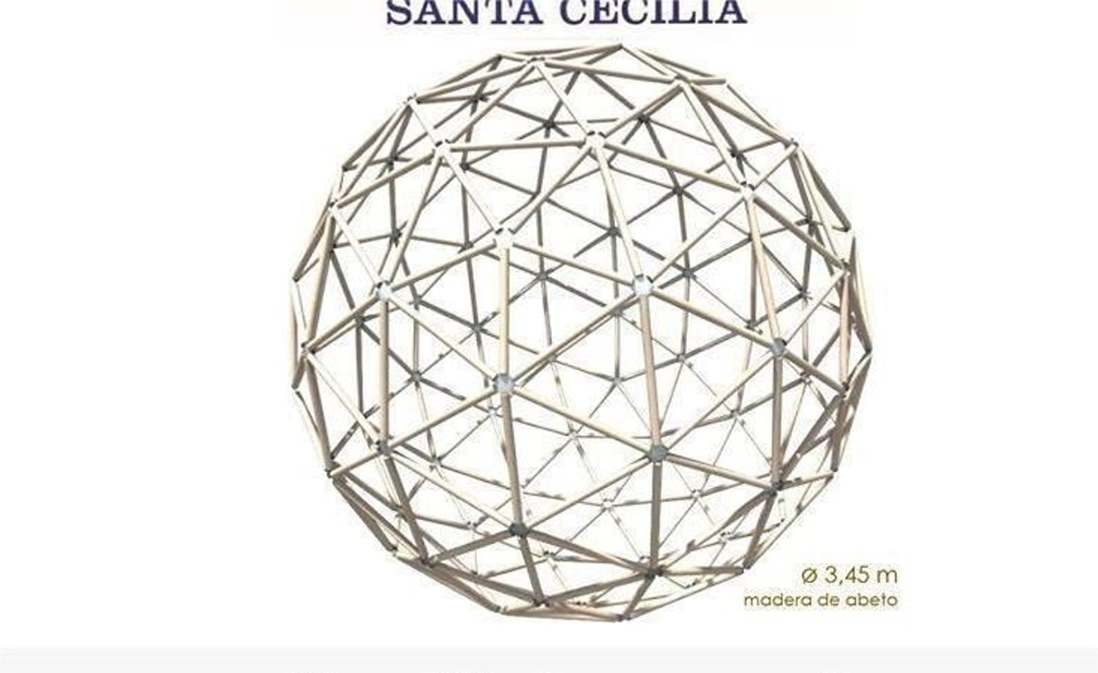 Montaje expositivo de una esfera geodésica "El Secreto de la Vida"