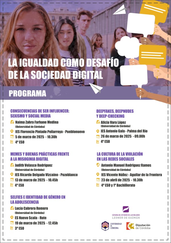 La Cátedra Leonor de Guzmán de la UCO lleva a la provincia el ciclo “La igualdad como desafío de la sociedad digital”