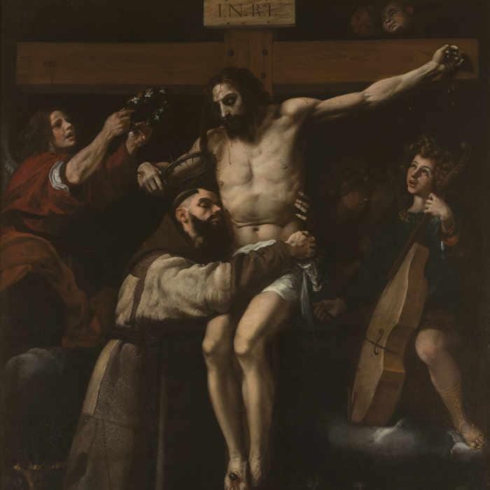 Abrazo de San Francisco de Asís al crucificado