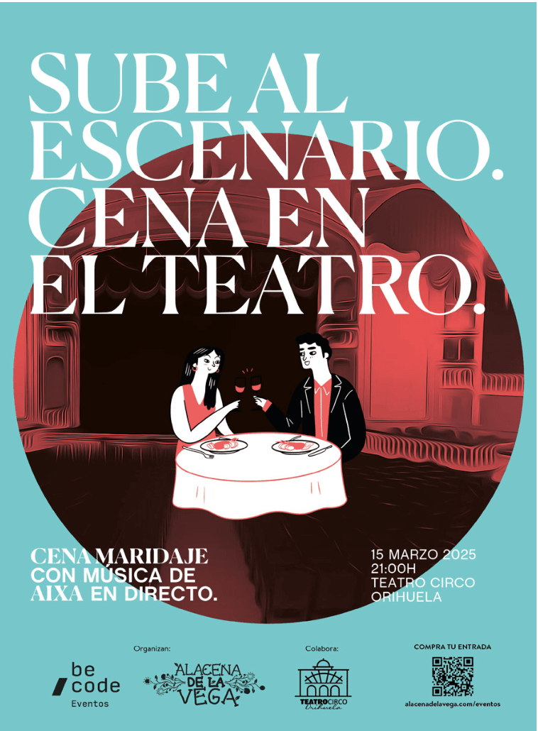 Sube al escenario. Cena en el teatro
