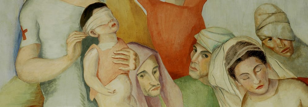 Frescos "Ama la paz y odia la guerra"