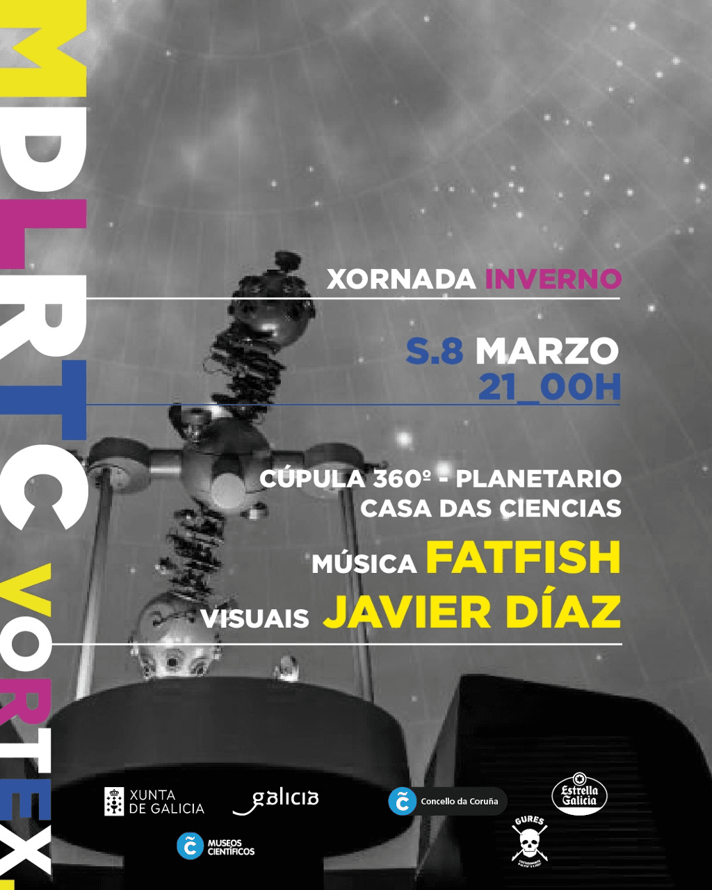 Sesión inmersiva de música electrónica MDLRTC Vortex