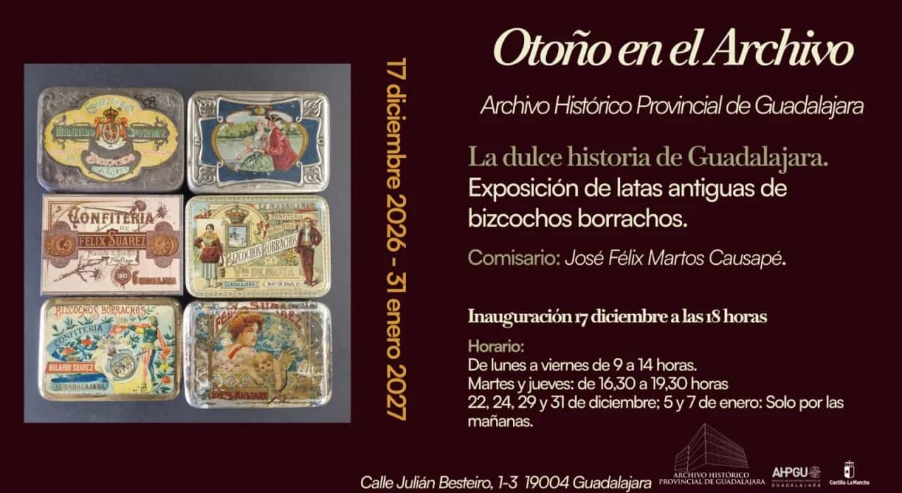 Exposición de latas antiguas de bizcochos borrachos