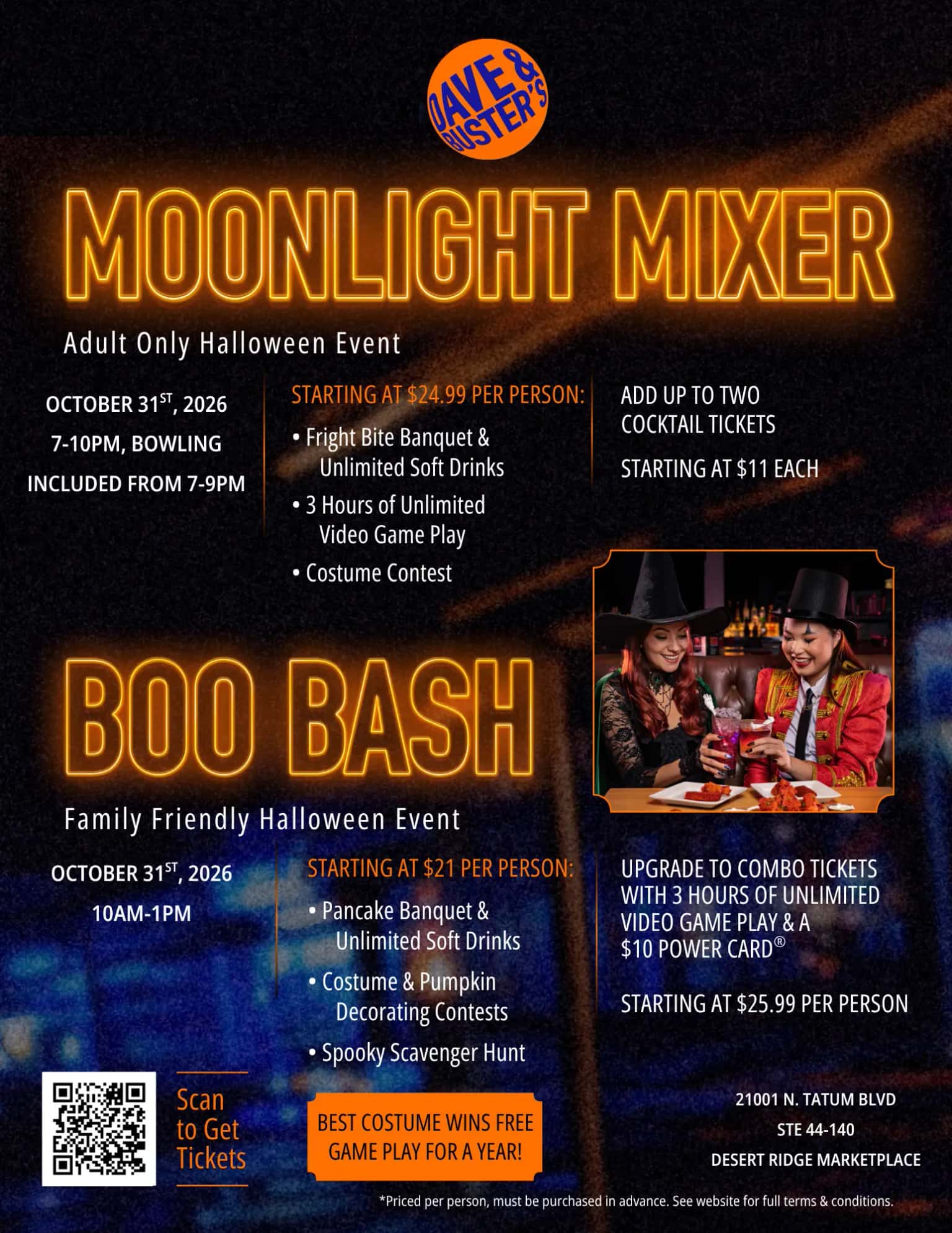 Dave & Buster's Boo Bash and Moonlight Mixer
