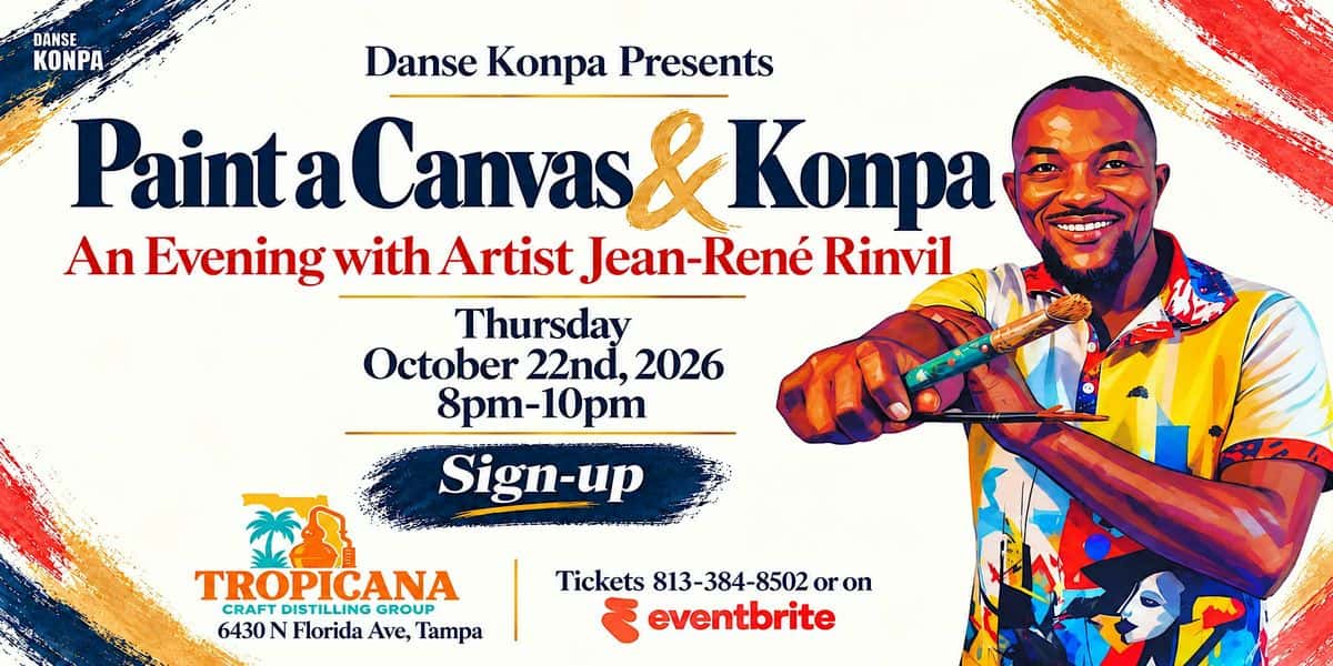 Paint a canvas & Konpa with artist Jean-Rene Rinvil