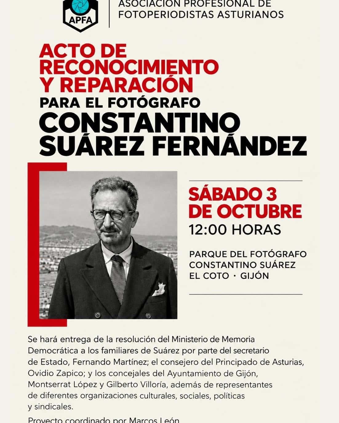 Acto de reconocimiento y reparación para Constantino Suárez