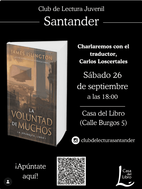 Club de Lectura Juvenil: La voluntad de muchos, con su traductor Carlos Loscertales