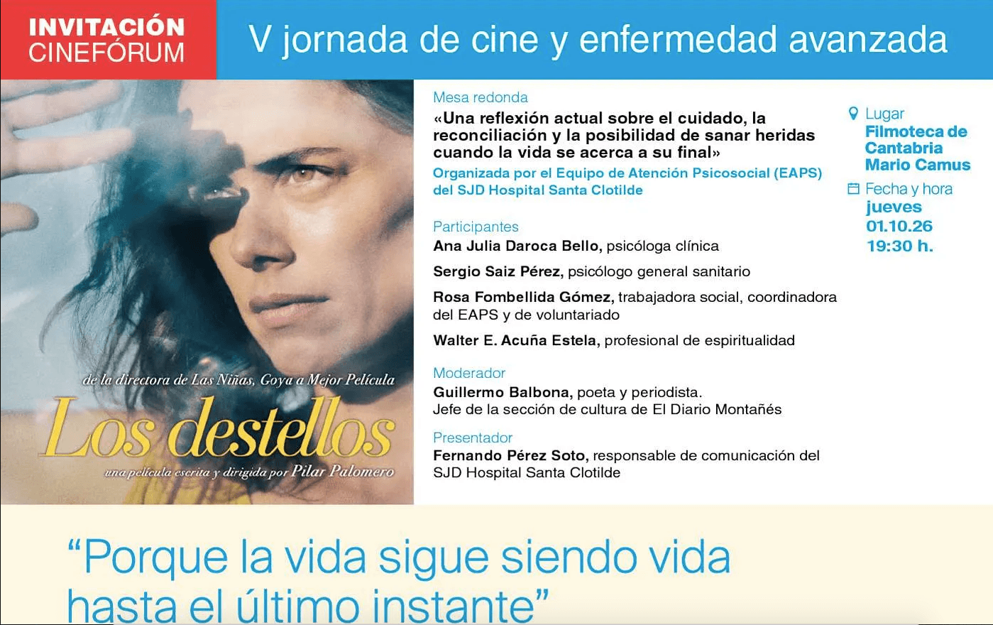 V Jornada de Cine y Enfermedad Avanzada: Los destellos, de Pilar Palomero