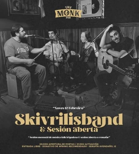 Concierto acústico de Skivrilisband en The Monk Pub