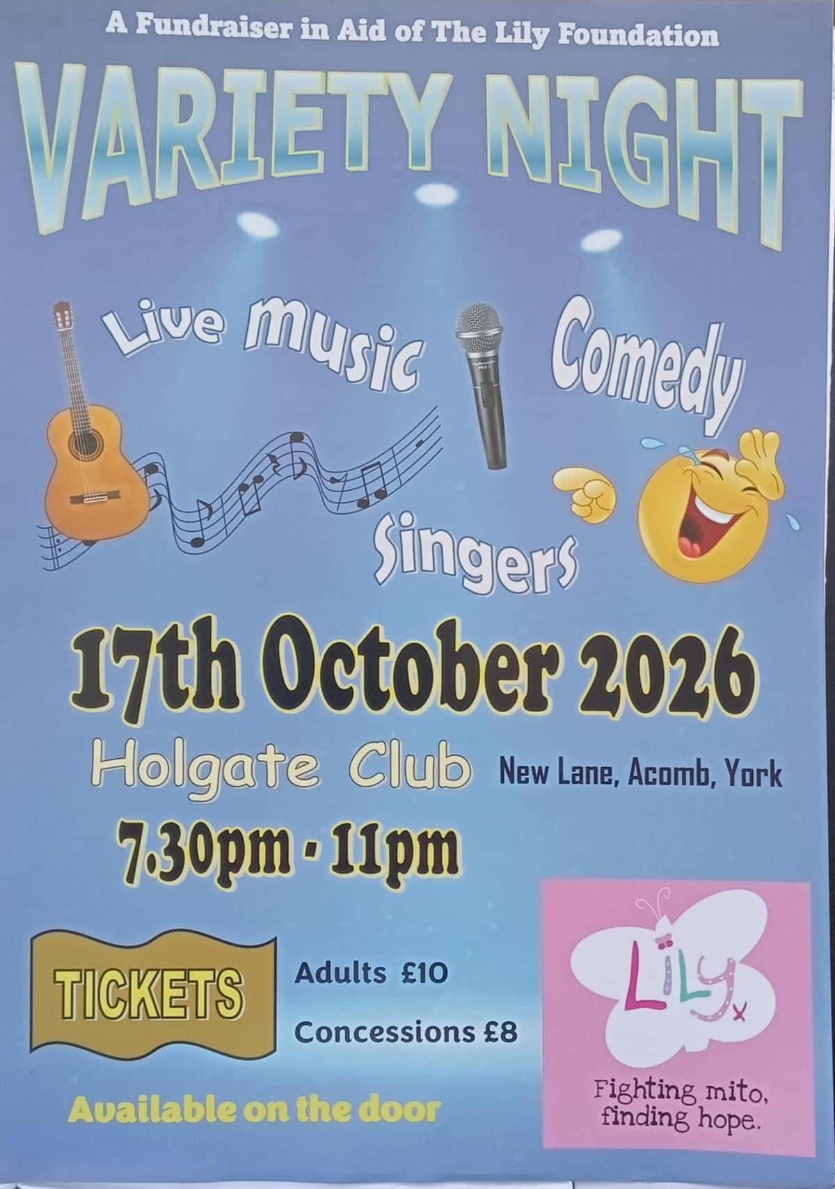Acomb variety night for The Lily Foundation