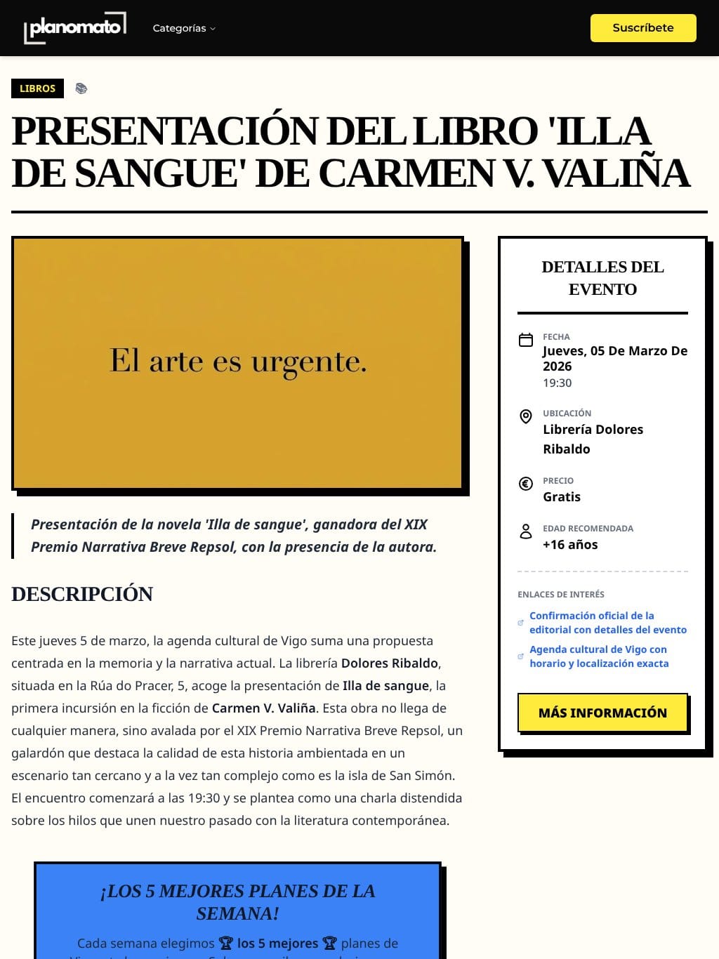 Presentación del libro 'Illa de sangue' de Carmen V. Valiña