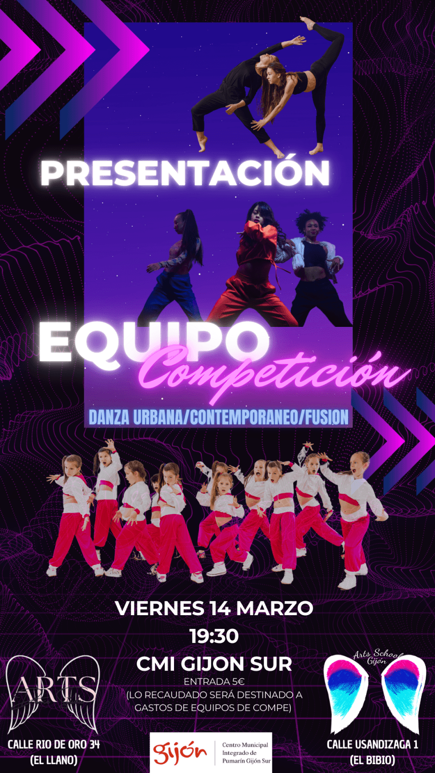 Presentaci贸n equipos competici贸n. Escuelas danza Arts School (El Bibio) y Arts Dance Studio (El Llano)