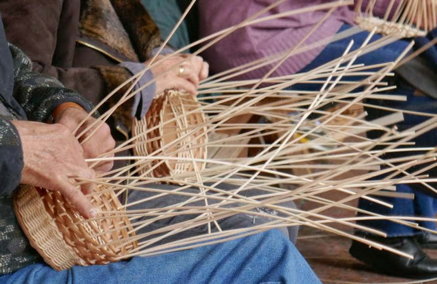 Taller de cestería en el Botánico