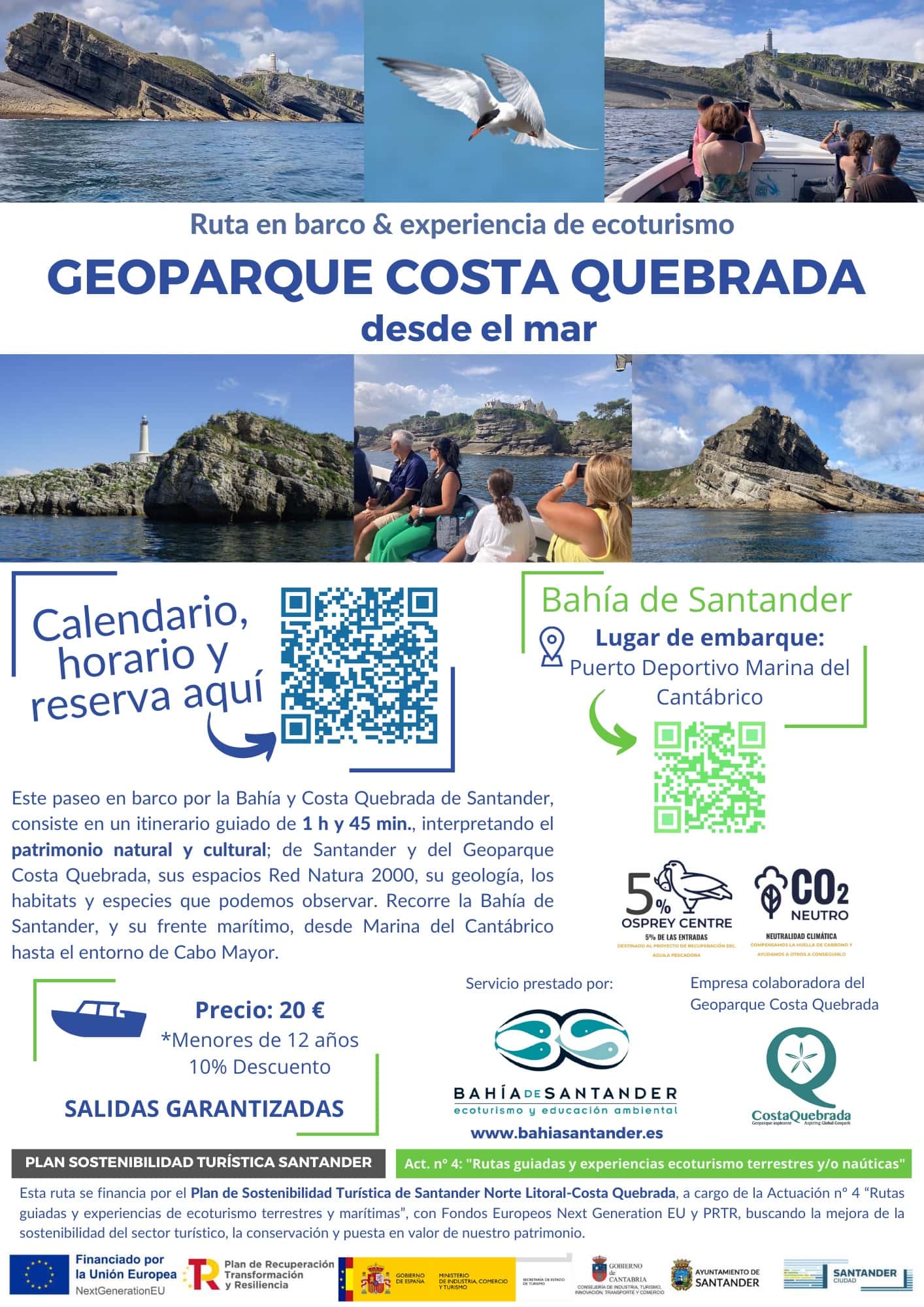 Rutas en barco por el Geoparque de Costa Quebrada