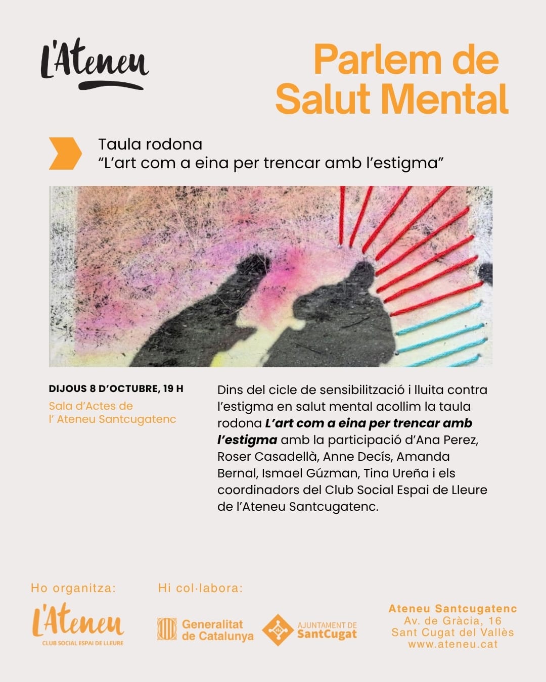 Parlem de Salut Mental. Taula rodona L'art com a eina per trencar amb l'estigma