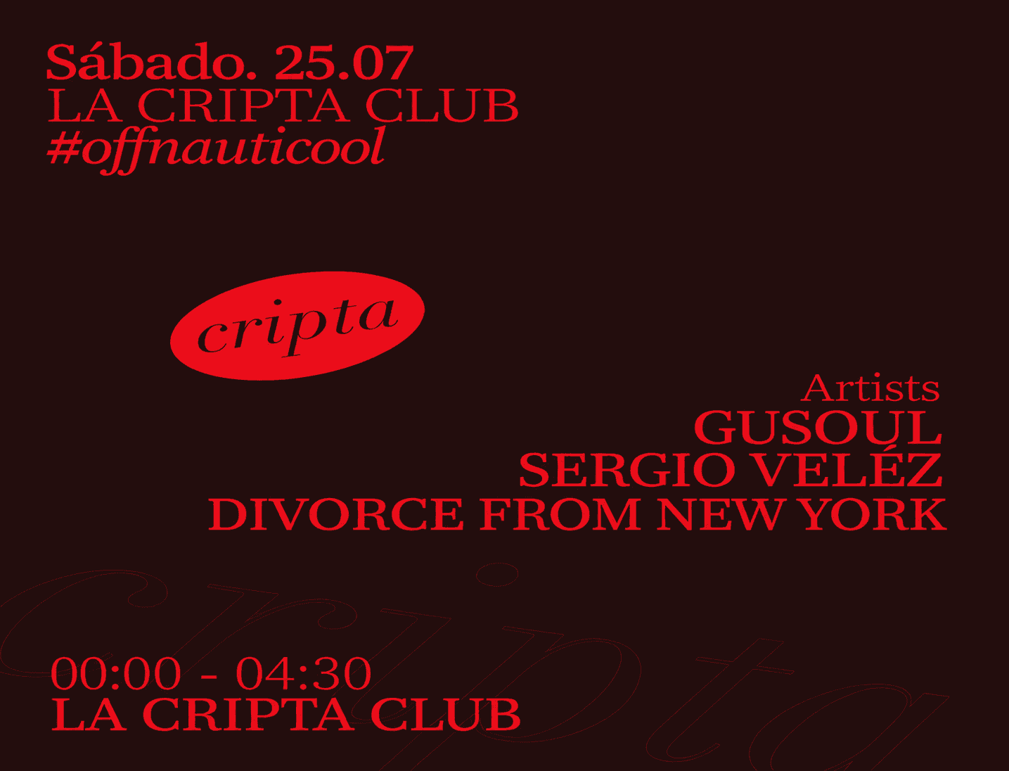 Off Nauticool: Gusoul + Sergio Vélez + Divorce From New York