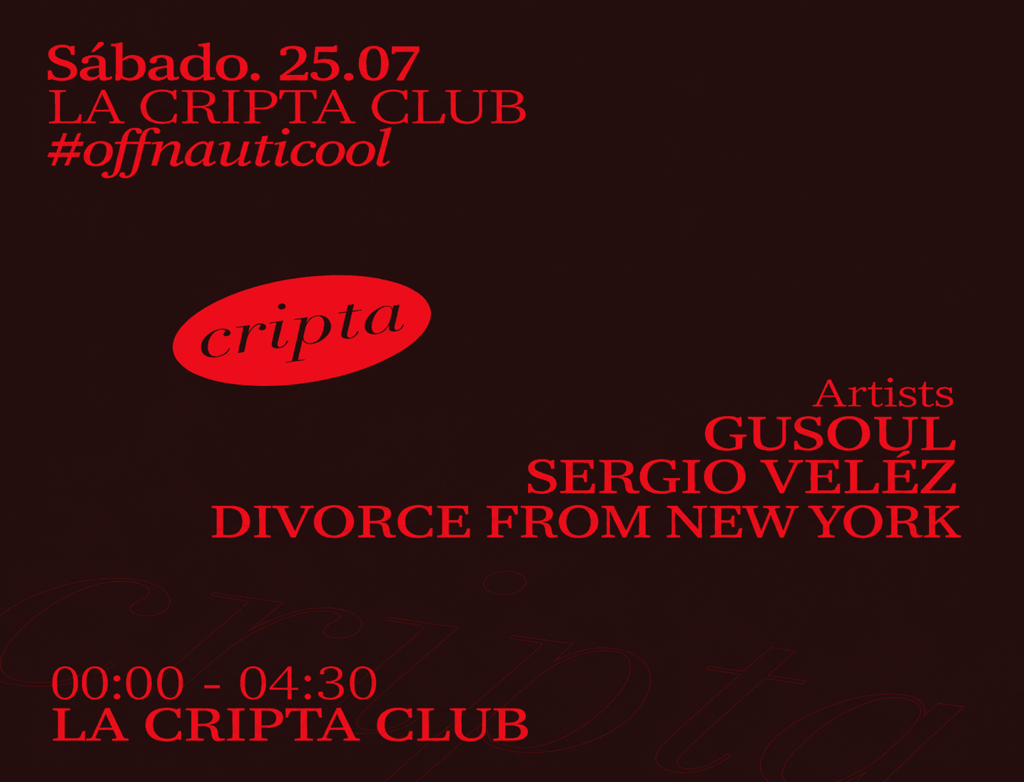 Off Nauticool: Gusoul + Sergio Vélez + Divorce From New York
