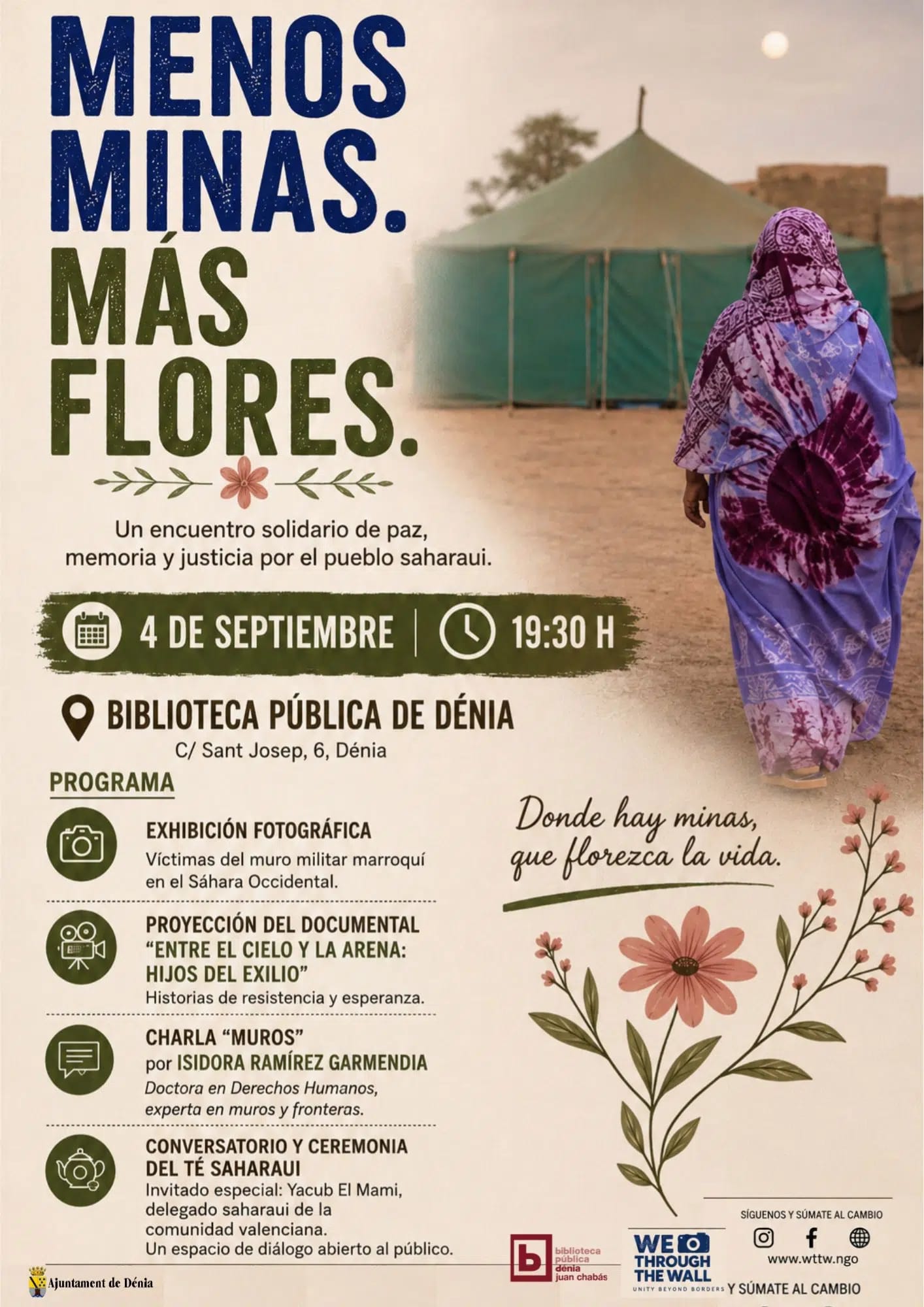Menos Minas, Más Flores: encuentro solidario por el pueblo saharaui
