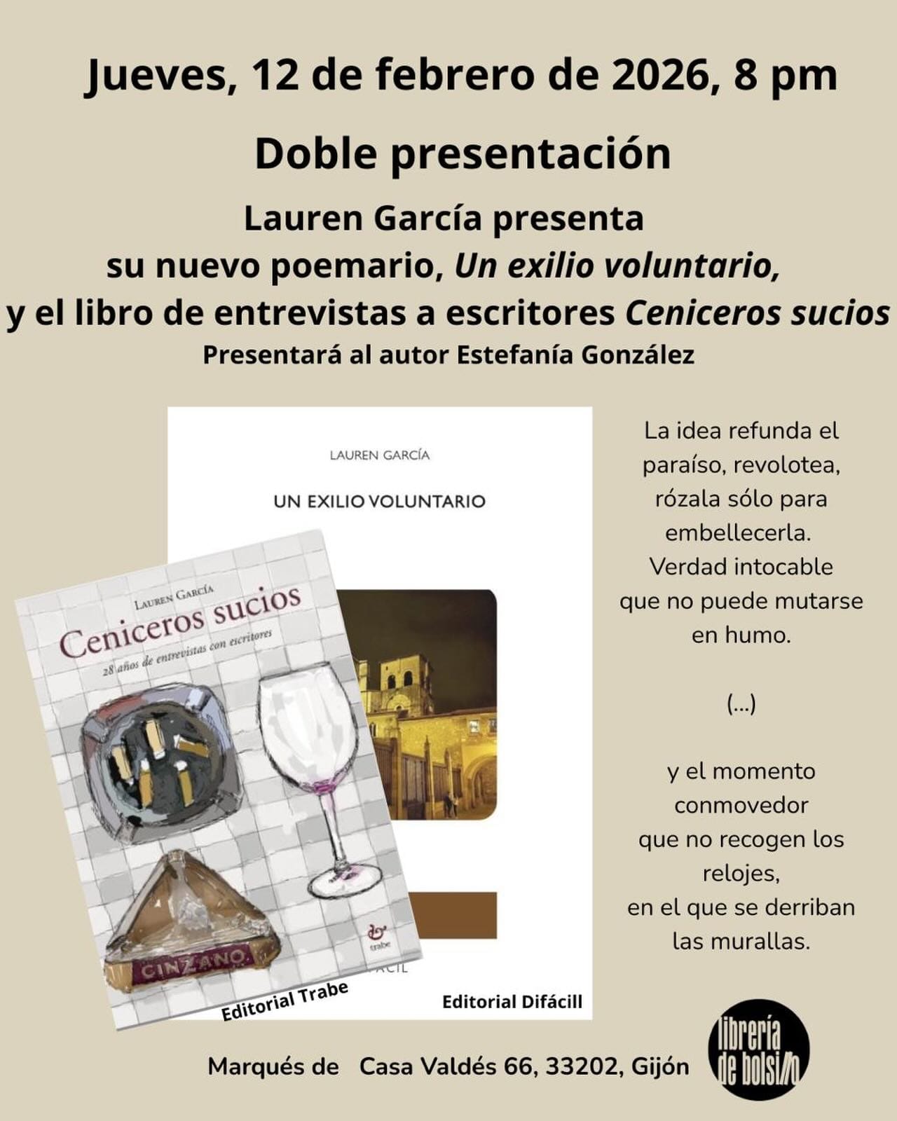 Doble presentación: Un exilio voluntario y Ceniceros sucios