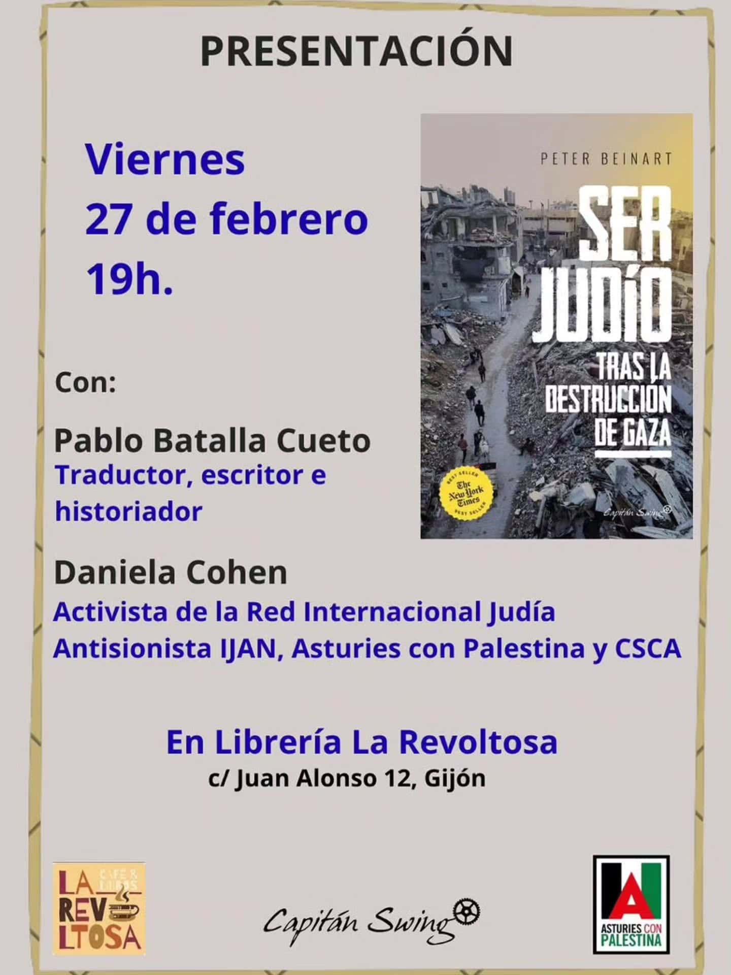 Presentaci贸n del libro 'Ser jud铆o tras la destrucci贸n de Gaza'