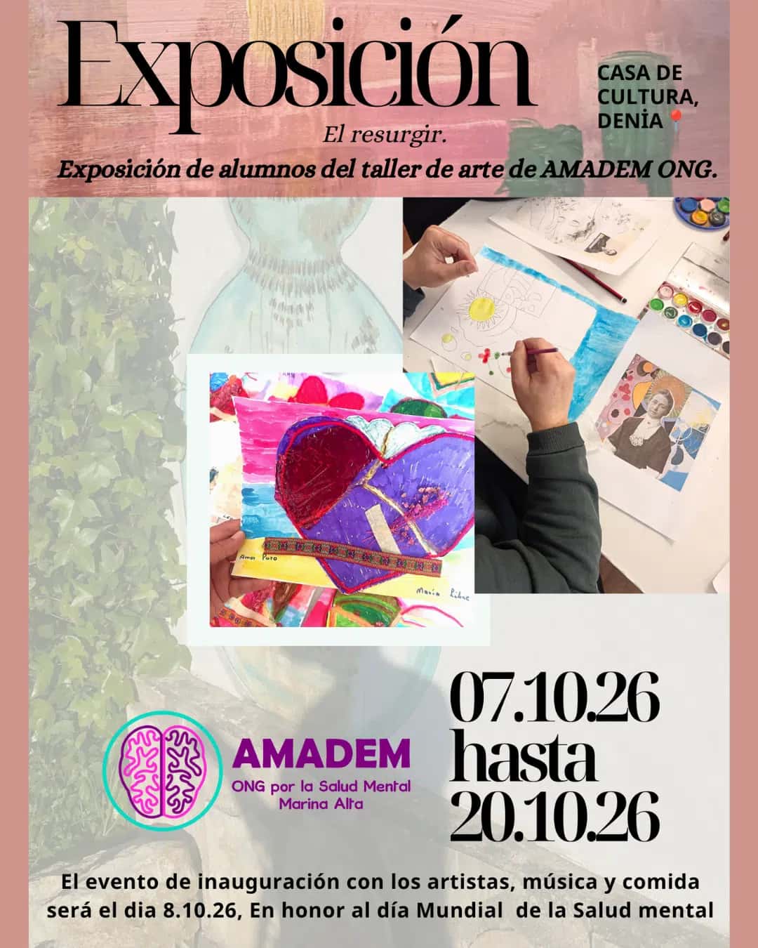 Exposición 'El Resurgir' del alumnado del taller de arte de AMADEM ONG