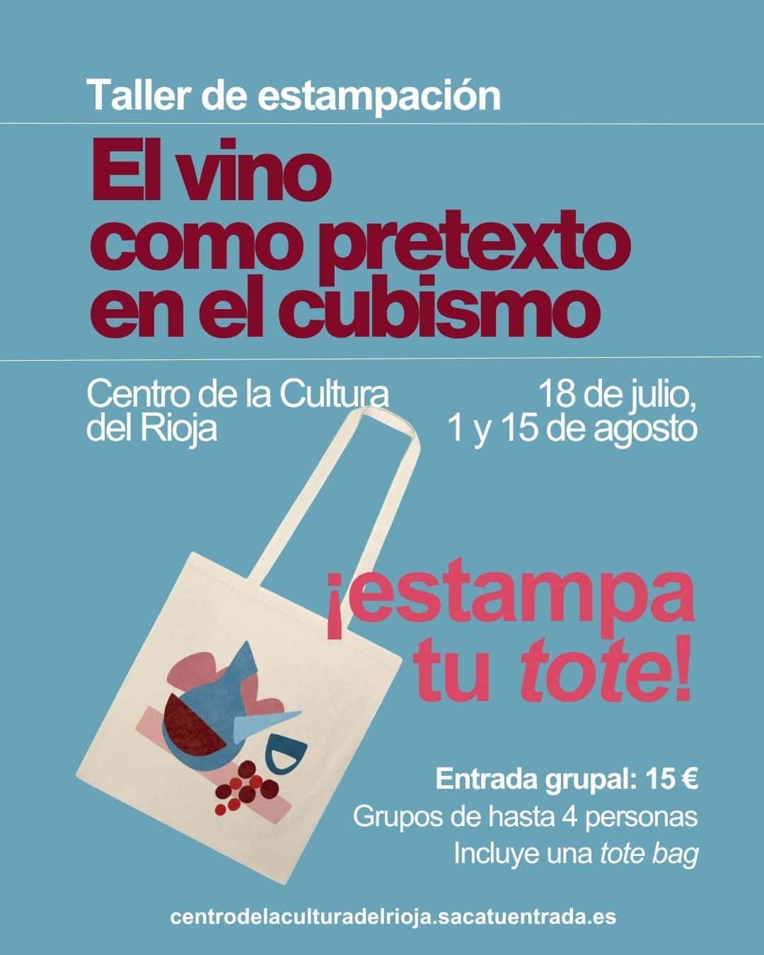 Taller familiar de estampación cubista en tote bag