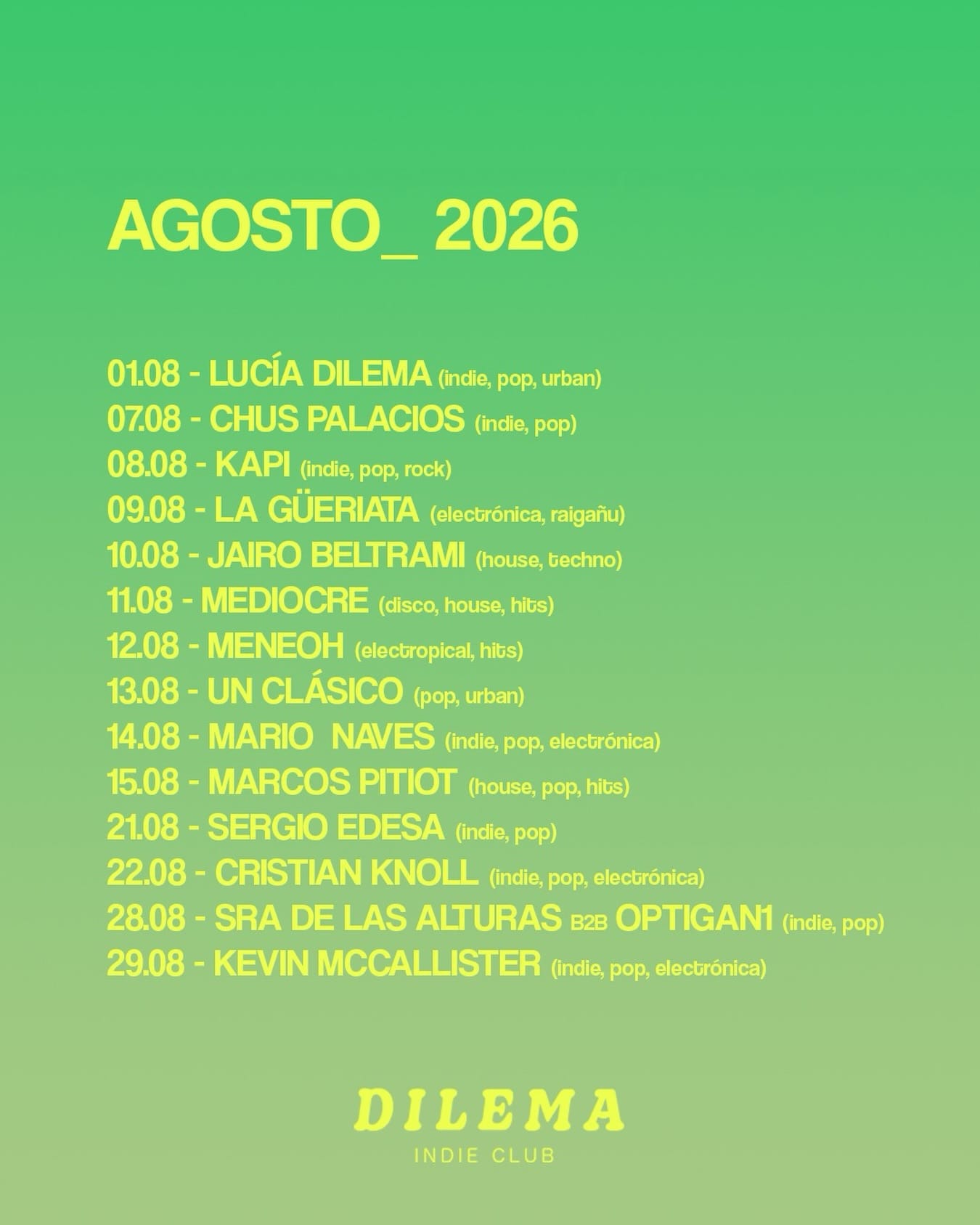 Sra de las Alturas B2B Optigan1 en Dilema Indie Club