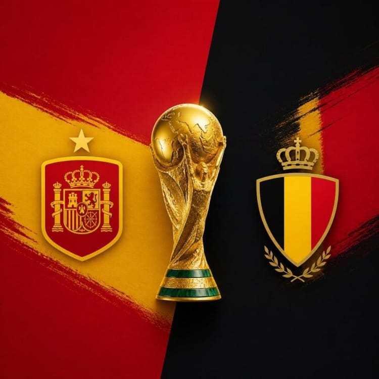 Retransmisión del partido España - Bélgica en la Plaza de Don Benito
