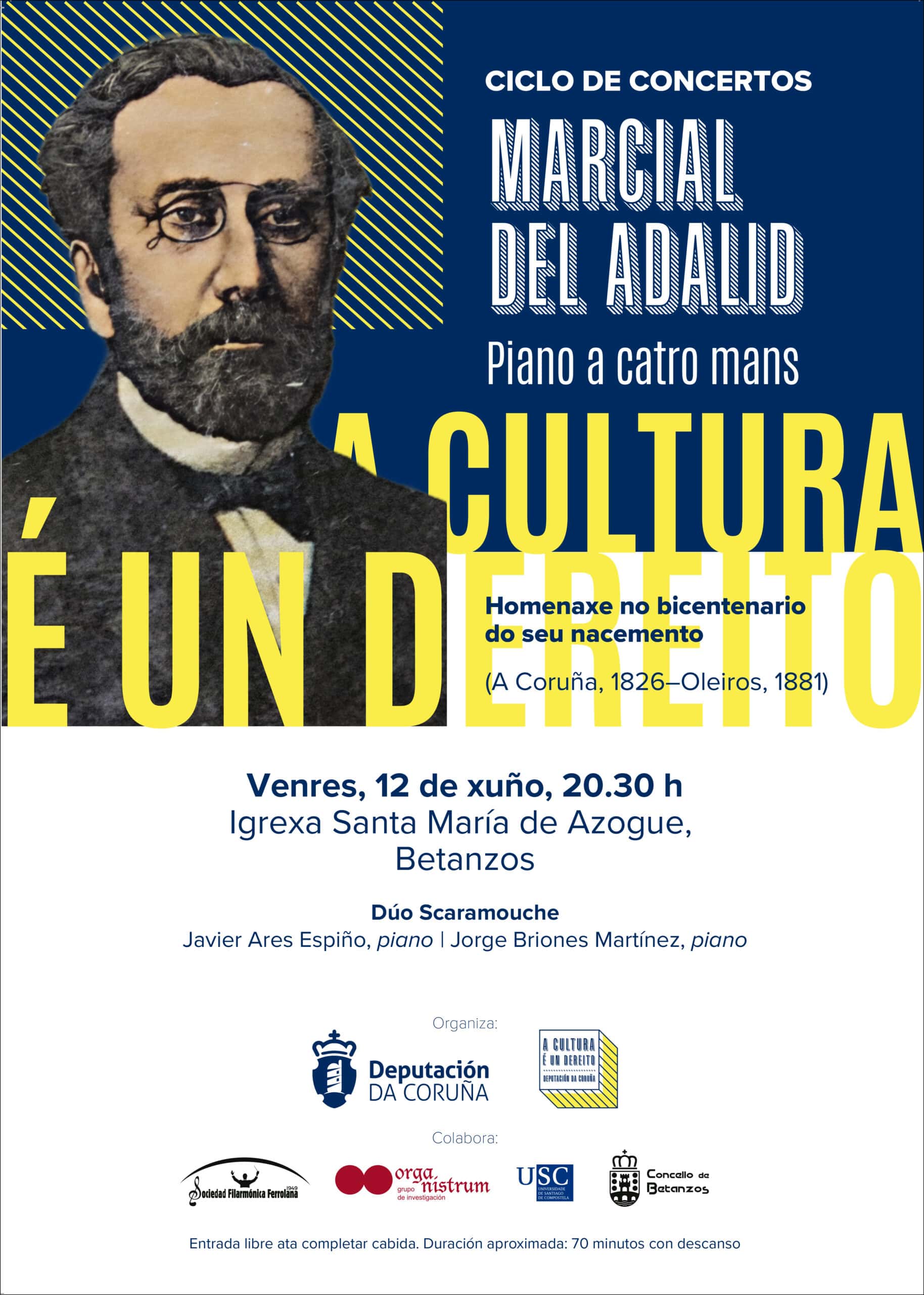 A Cultura é un Dereito. Marcial del Adalid. Piano a catro mans